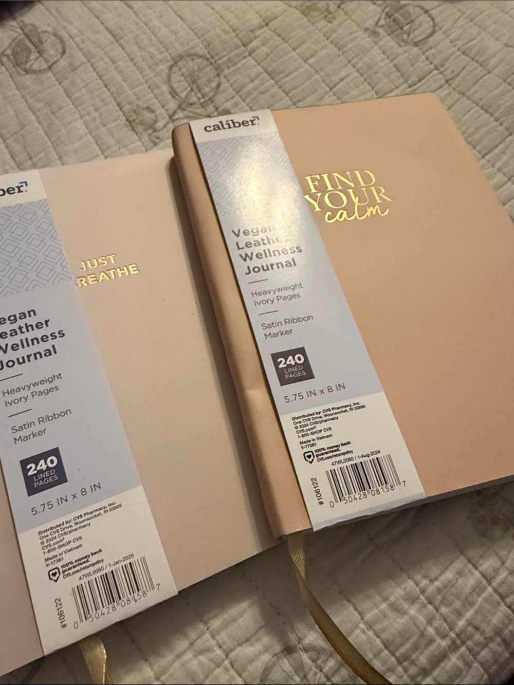 2 Caliber Vegan Leather Wellness Journal - Blush PinkFind Your Calm, Just
